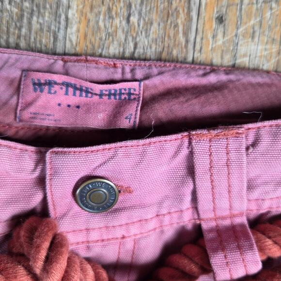 FREE PEOPLE ELECTRIC SANDS EMBROIDERED CROPPED PANTS Sz 4 - Picture 6 of 6